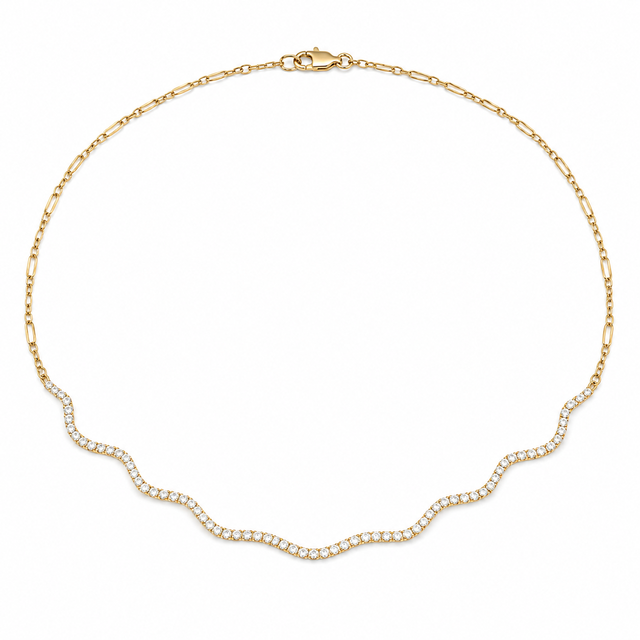 Wave Diamond Paperclip Chain Tennis Necklace – Barbara Ellick Jewelry
