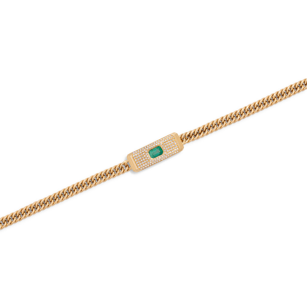 Emerald Diamond Bar with Curb Chain Link