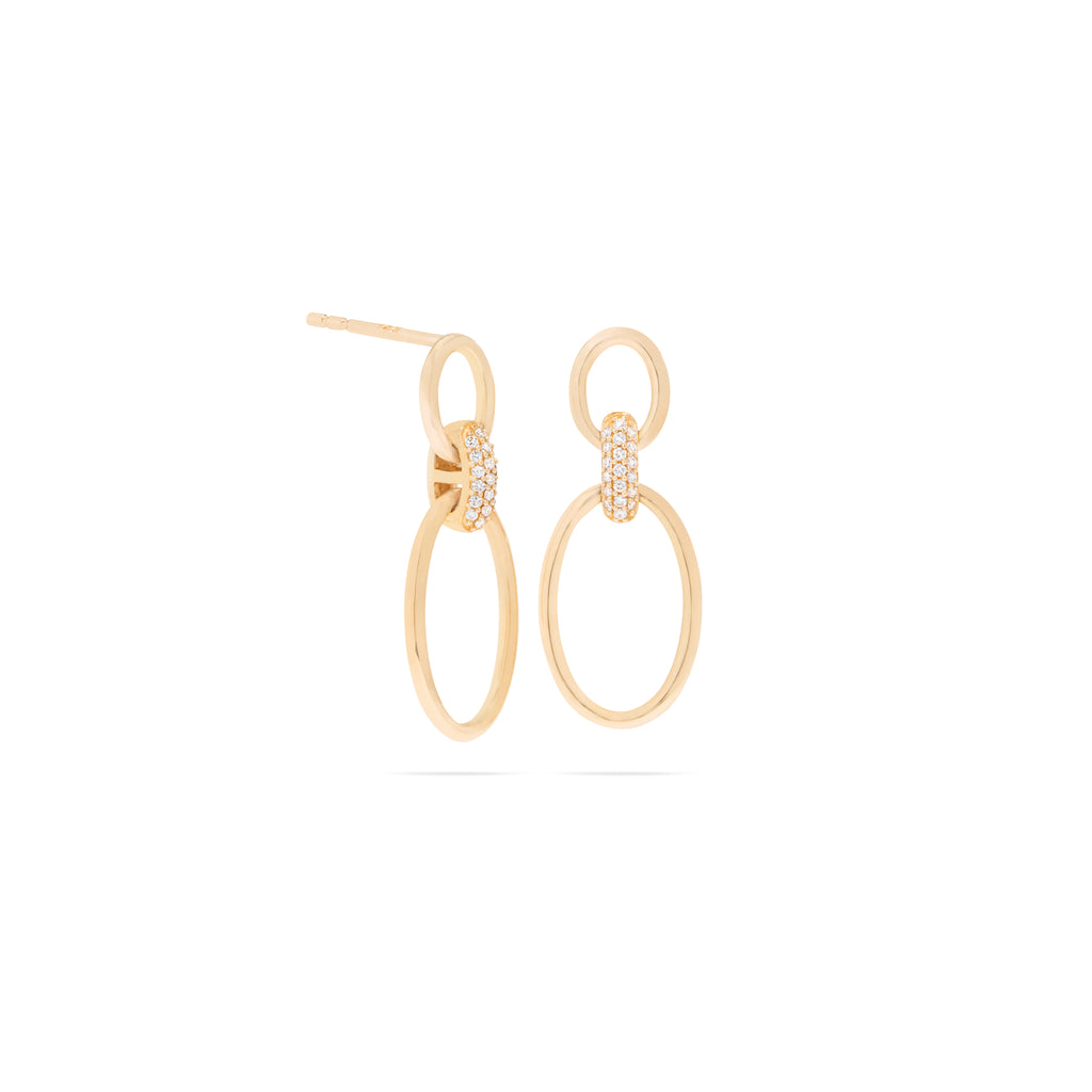 Oval Link & Diamond Earrings
