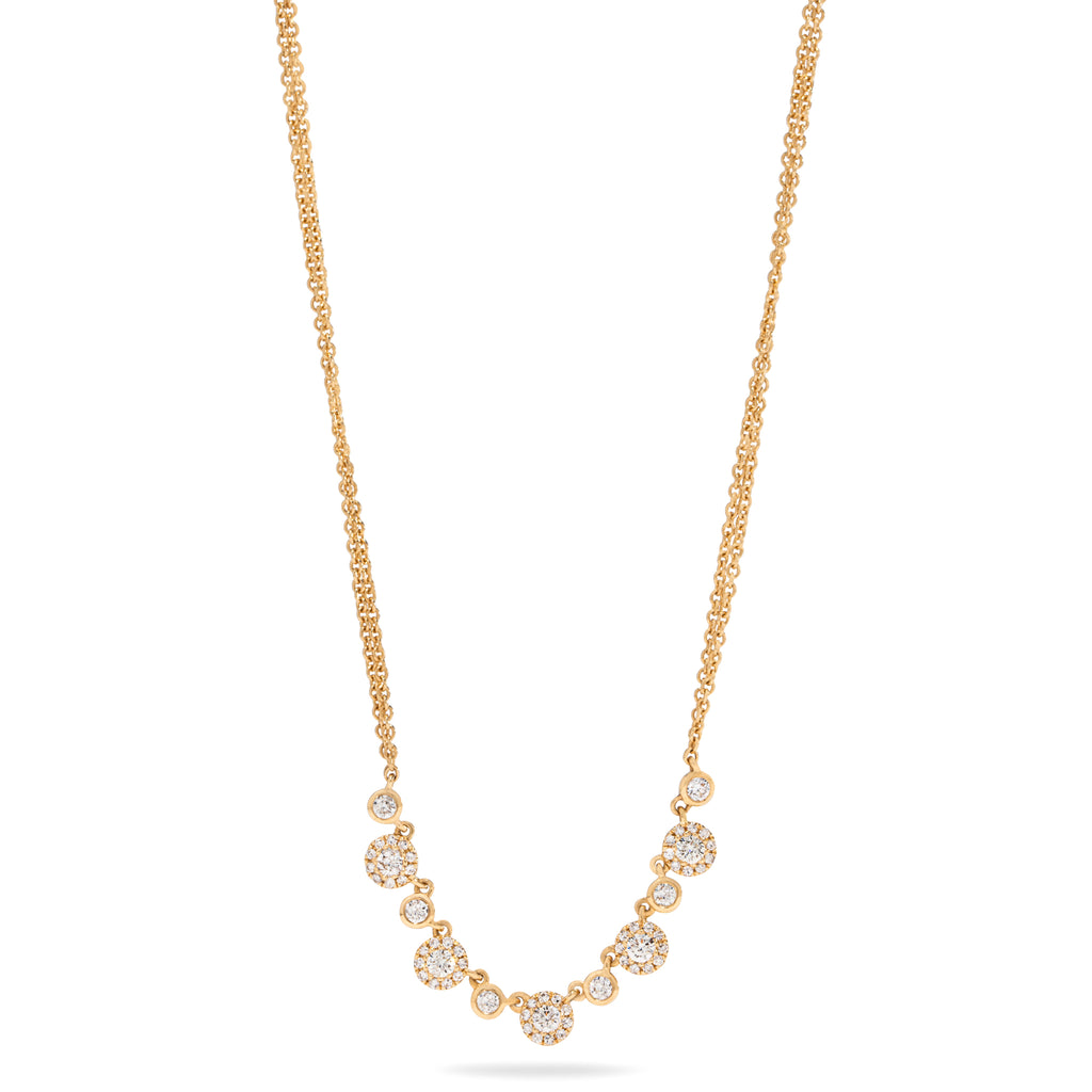 Multi Pave Yellow Gold Necklace