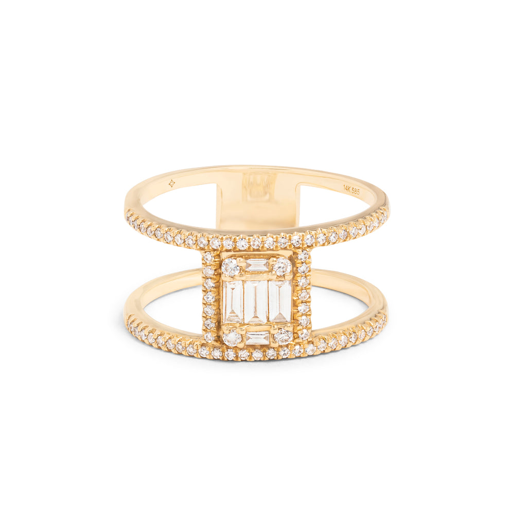 Double Band with Baguette Ring