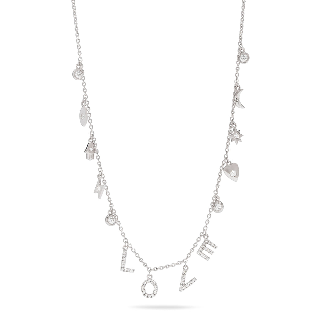 White Gold Hanging Love with Charms
