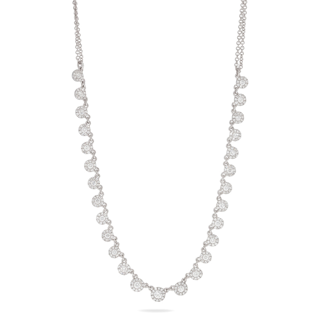 White Gold Circle Pave Necklace