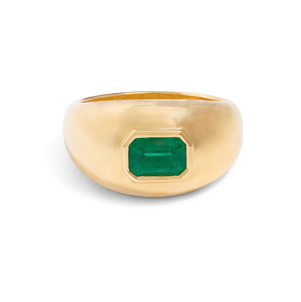 Gold Dome Ring with Emerald
