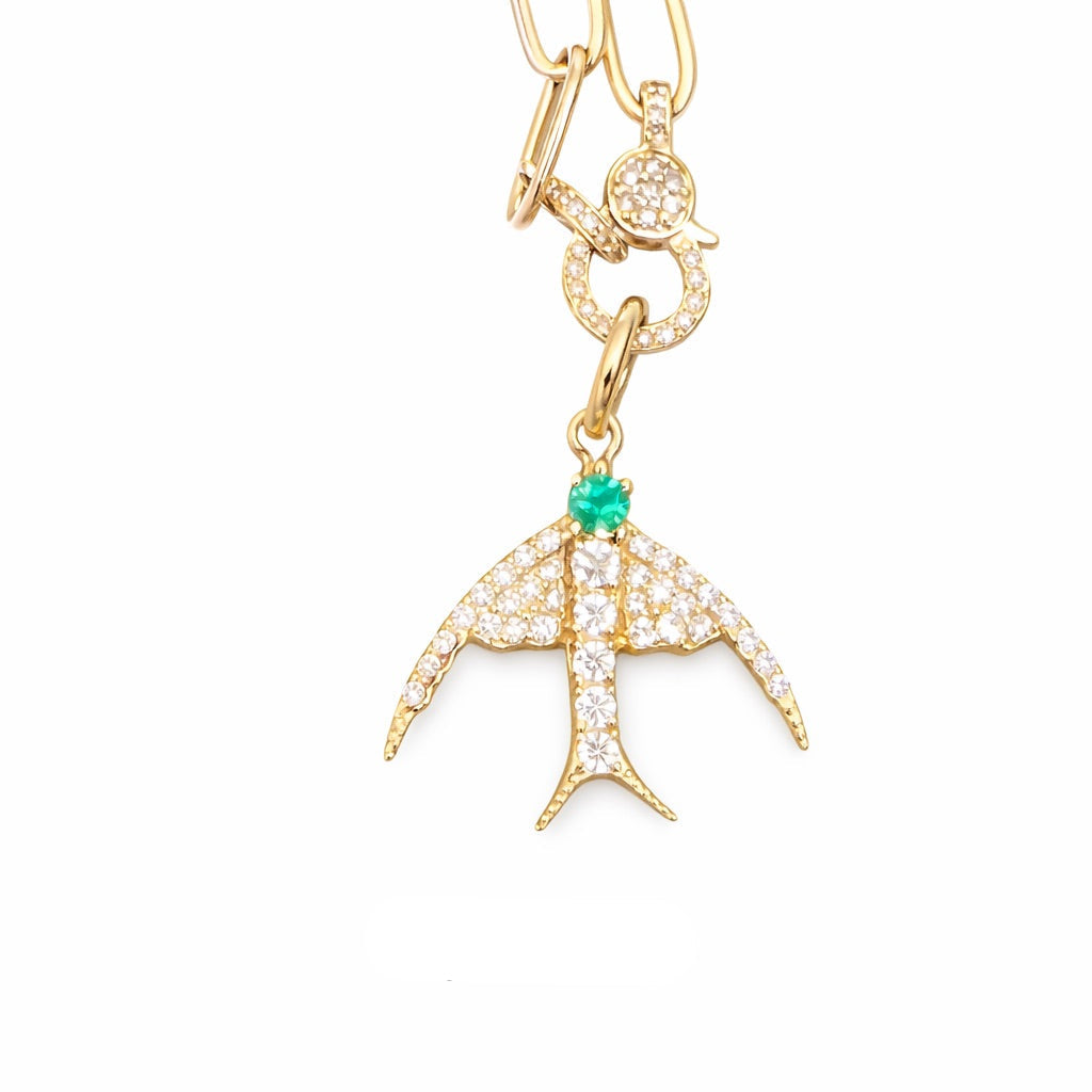 Emerald Flight Diamond Swallow Charm
