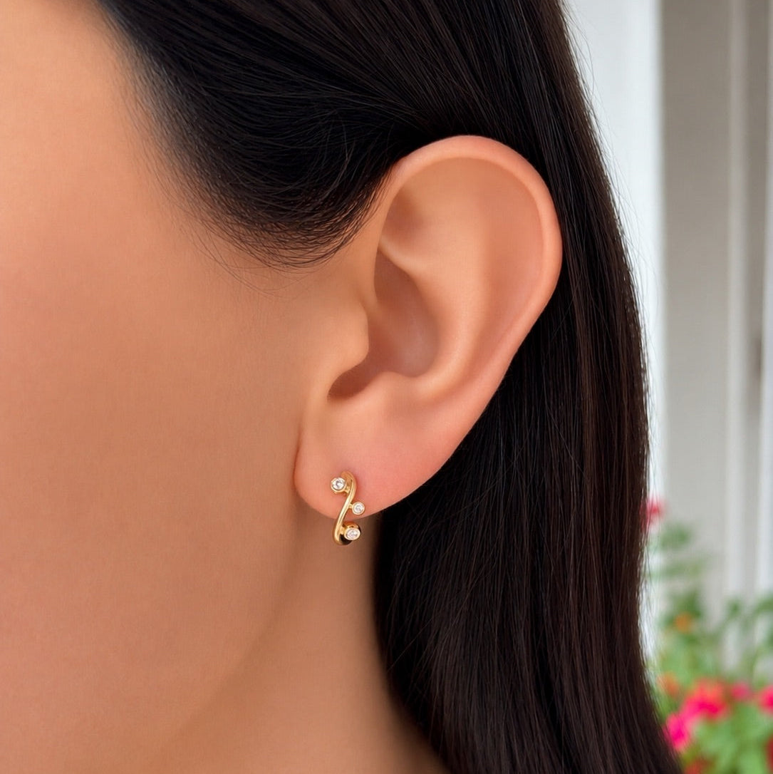 Gold Twist Diamond Stud Earrings