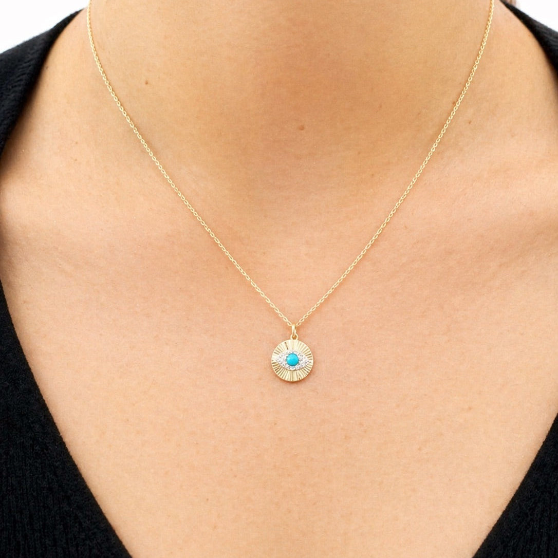 Turquoise Fluted Round Necklace