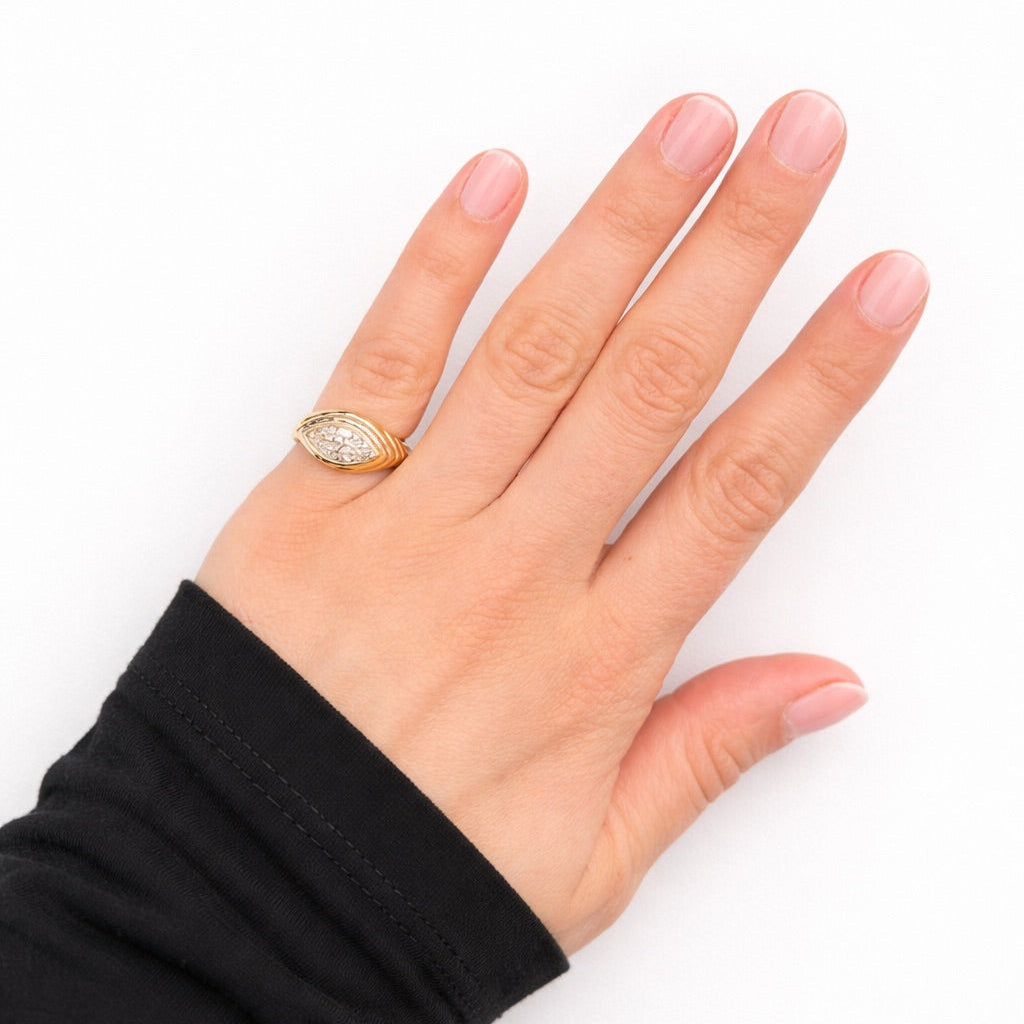 Yellow Gold Delicate Marquise Pinky Lab Grown Ring