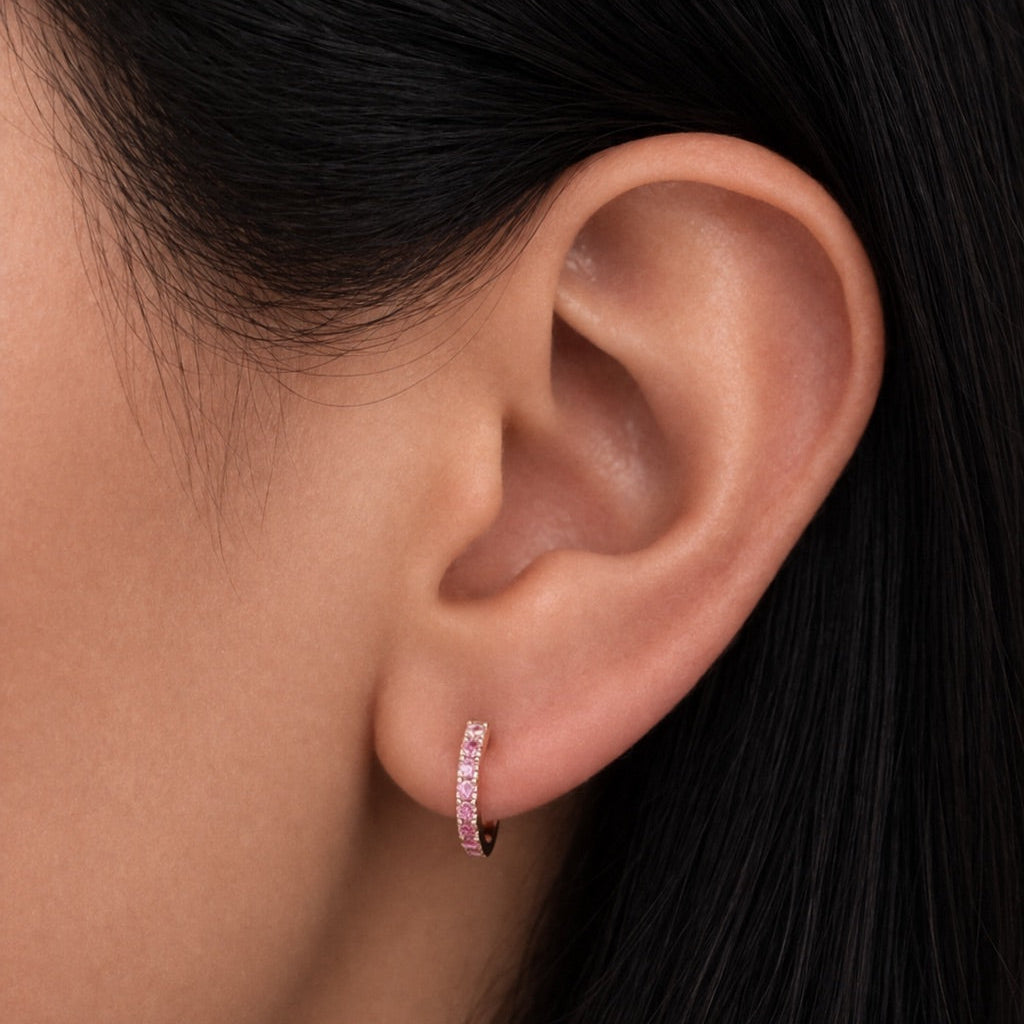 Pink Stone Ombre Huggie Earrings