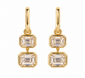 Lab Double Stack Emerald Cut Huggies