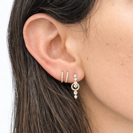 Diamond Crescent Drop Earring