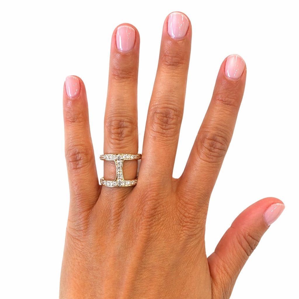 Double Bar Pave Diamond Ring