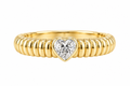 Gold Ribbed Band Heart Diamond Ring