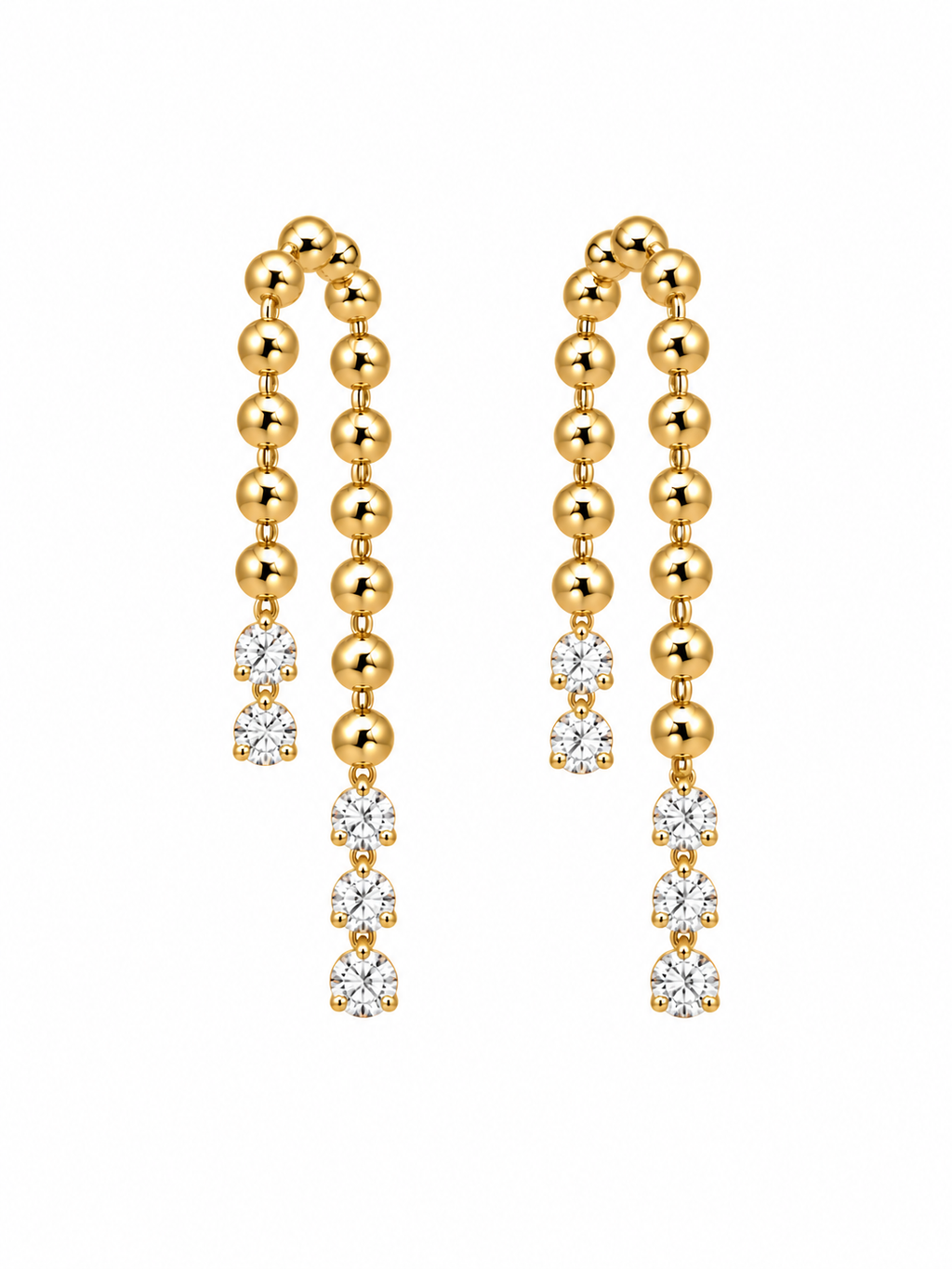 Diamond Drop Chain Threader Earrings in 14K gold