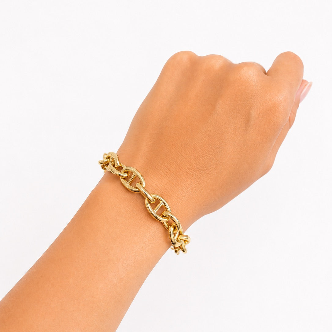 Yellow Gold Chunky Mariner Link Bracelet