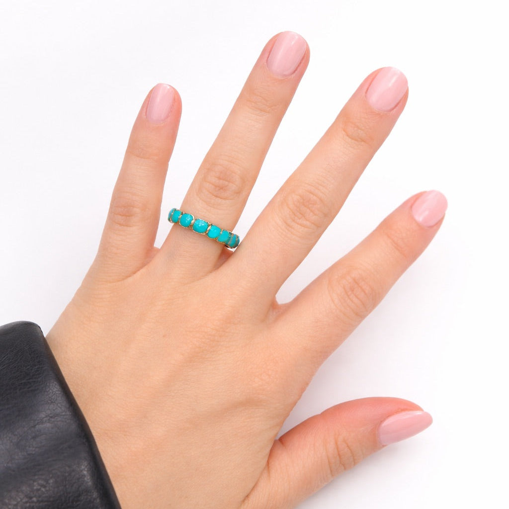 Yellow Gold Turquoise Eternity Ring