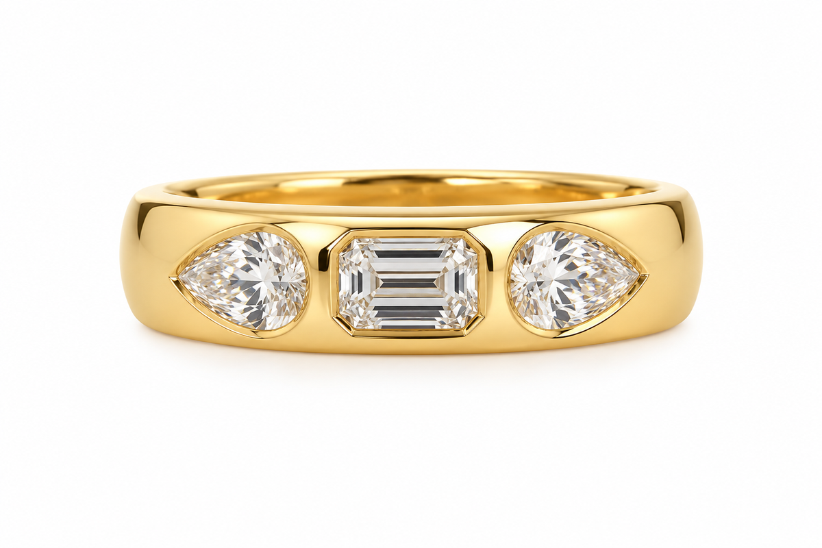 3 Stone Lab Dome Ring