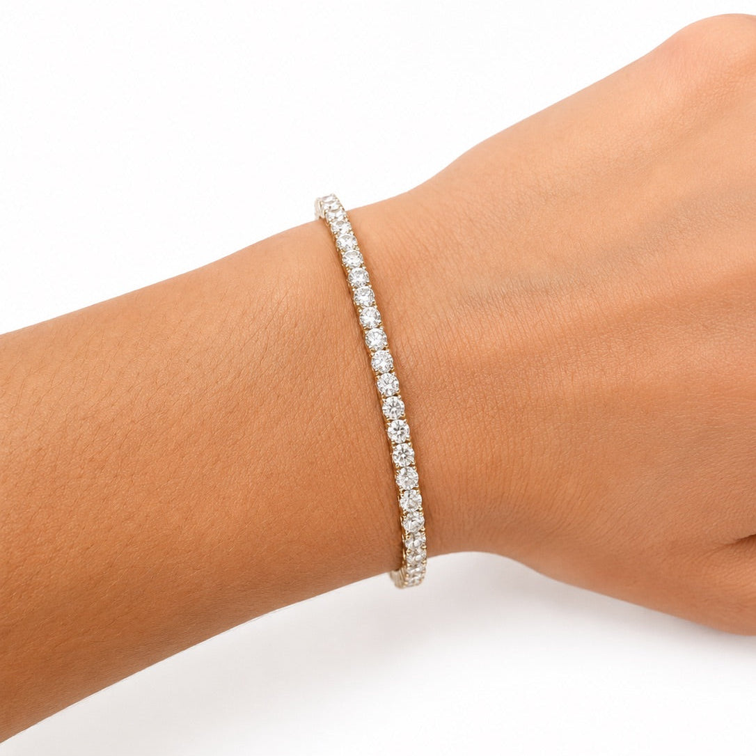 White Gold Lab Prong-Set Tennis Bracelet