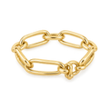 Yellow Gold Chunky Oval Link Bracelet with Charm