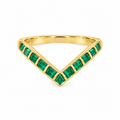 Yellow Gold Emerald Chevron V-Band Ring