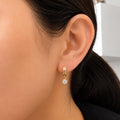 Yellow Gold Huggie Hoop with Solitaire Drop Earrings