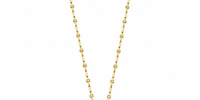 Yellow Gold Bar & Bead Chain with Open Ring Pendant