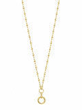 Yellow Gold Bar & Bead Chain with Open Ring Pendant