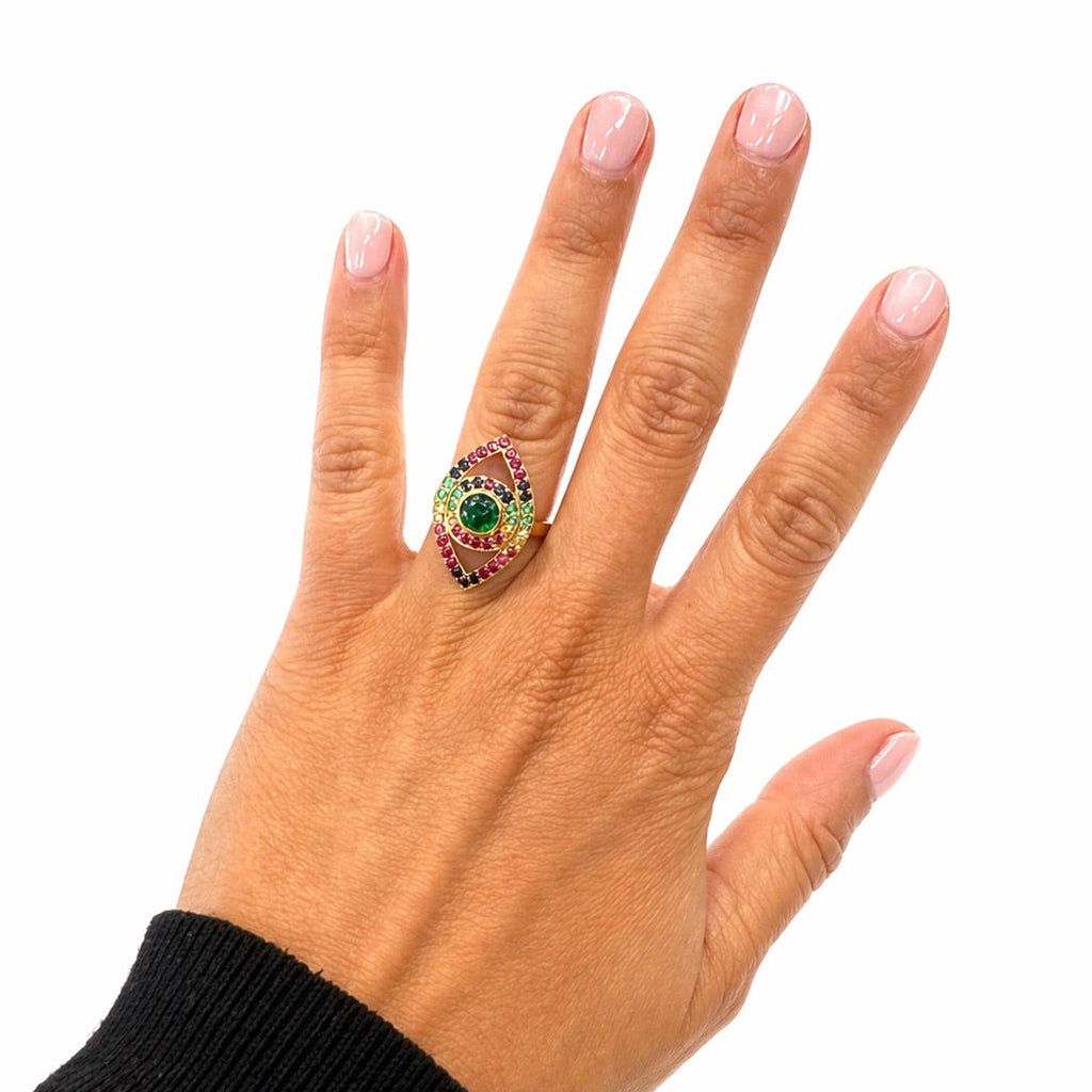 Rainbow Evil Eye Ring