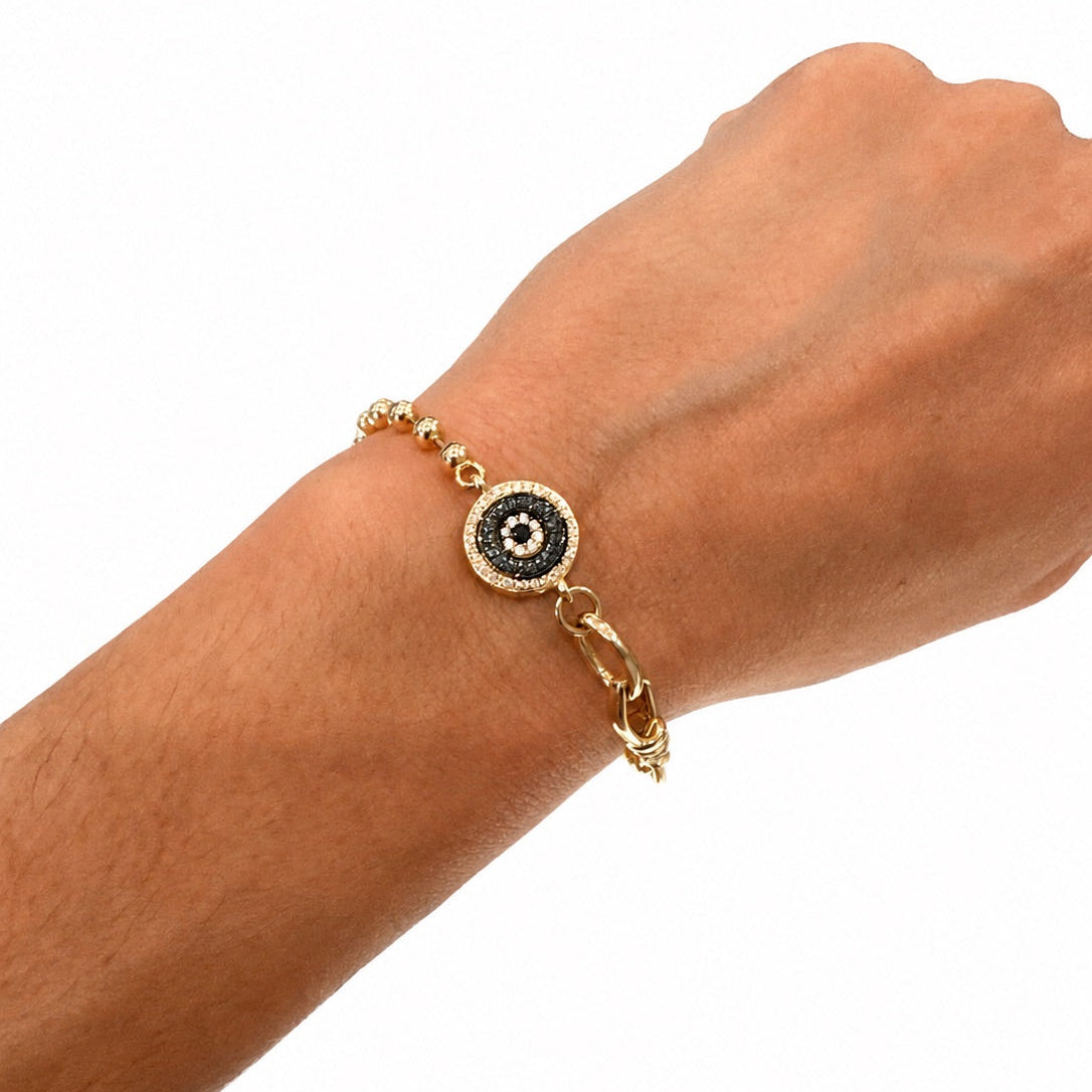 Yellow Gold Evil Eye Bead Bracelet