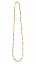 Yellow Gold Mixed Oval Link & Triple Cluster Long Chain