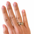 Ribbed Band Diamond Solitaire Ring
