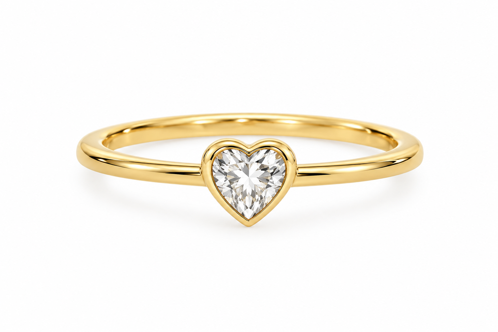 Bezel Heart Diamond Pinky Ring