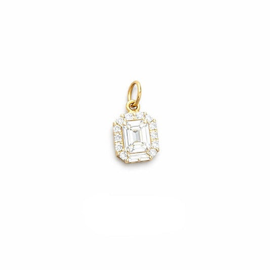 Emerald Cut Diamond Halo Charm