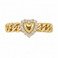 Pave Heart Curb Chain Ring