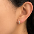 Yellow Gold Toi et Moi Double Stone Huggie Earrings