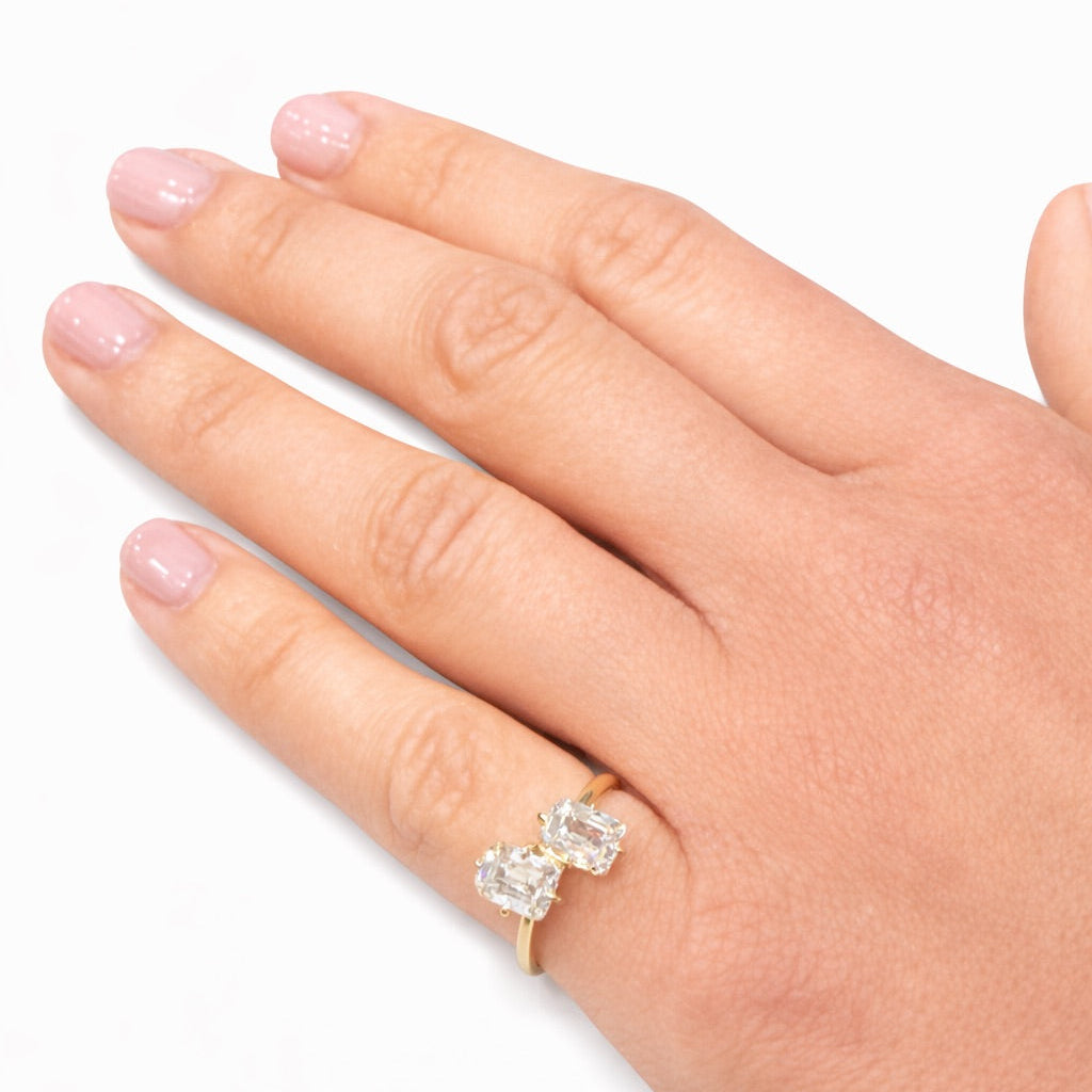 Lab Grown Double Emerald Cut Pinky Ring