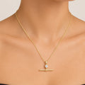 Yellow Gold Solitaire T-Bar Pendant Necklace