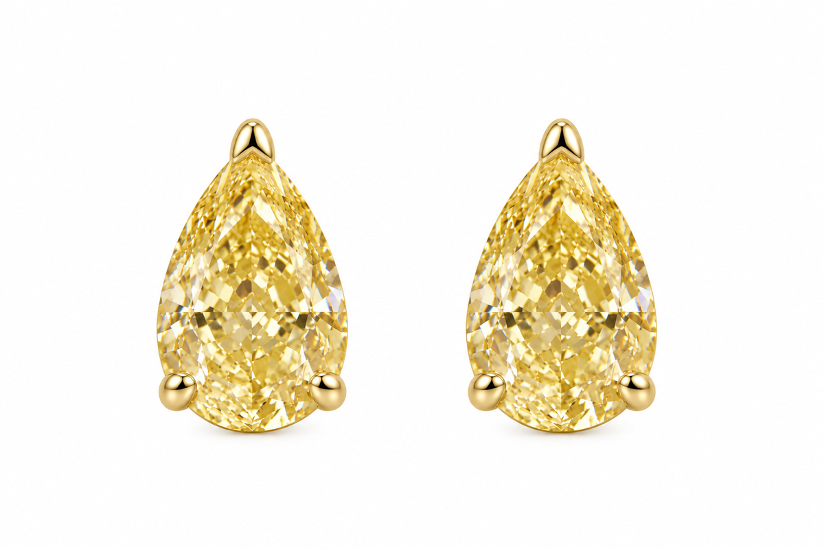 4 CT Total Yellow Lab Diamond Pear Studs