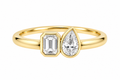 Emerald Cut & Pear Yellow Gold Ring