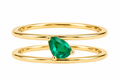 Gold Pear-Cut Emerald Double Band Ring