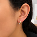 Yellow Gold Arch Solitaire Stud Earrings