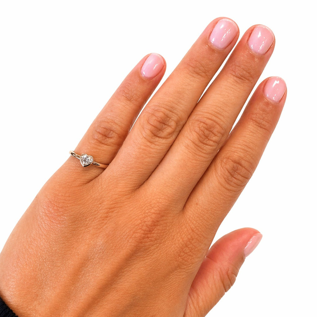 Bezel Heart Diamond Pinky Ring