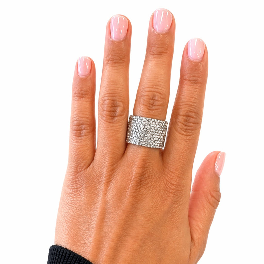 Wide Pave Diamond Band Ring