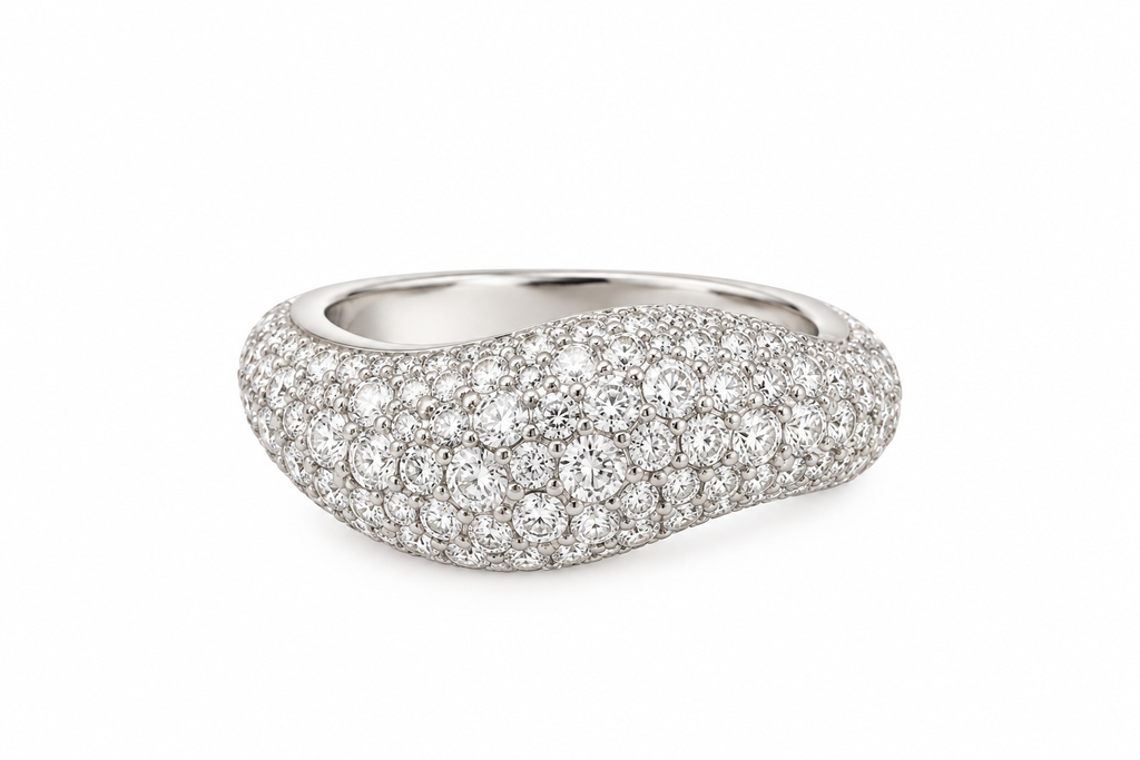 White Gold Pavé Diamond Dome Ring