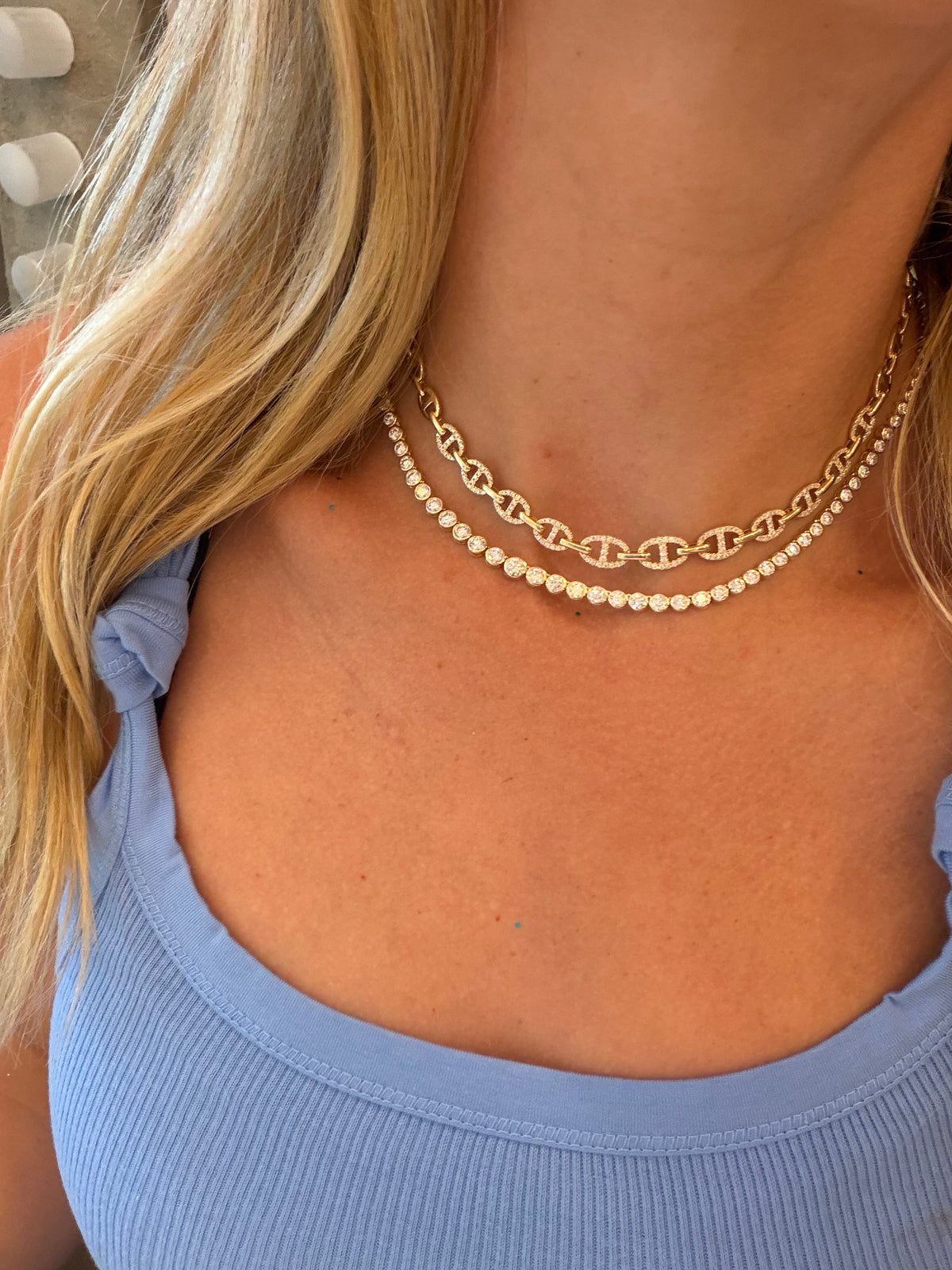 Lab Graduated Tennis Necklace