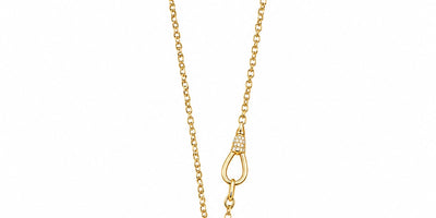 Yellow Gold Cable Chain with Pavé Diamond Cone Clasp & Toggle Drop