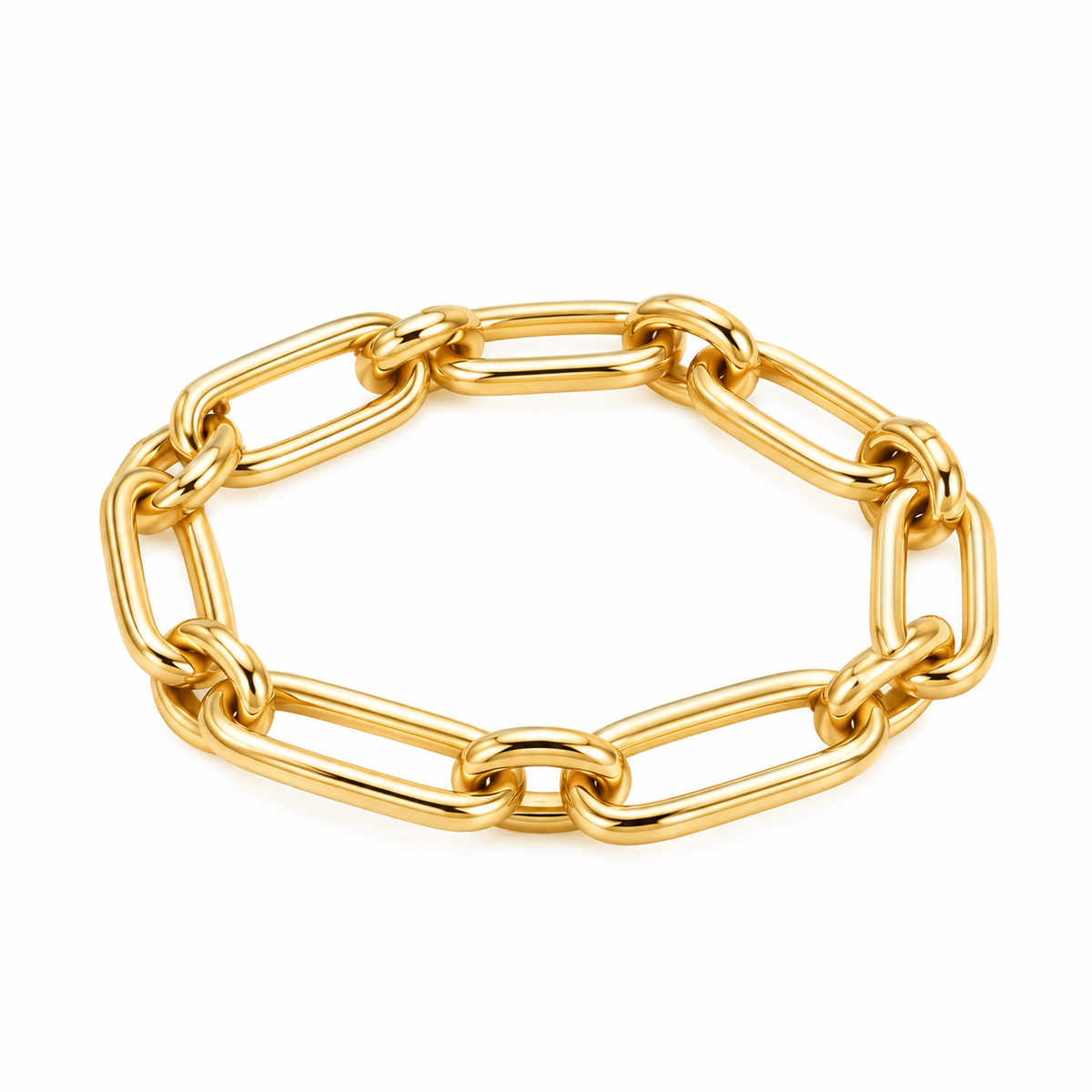 Yellow Gold Chunky Oval Link Chain Bracelet