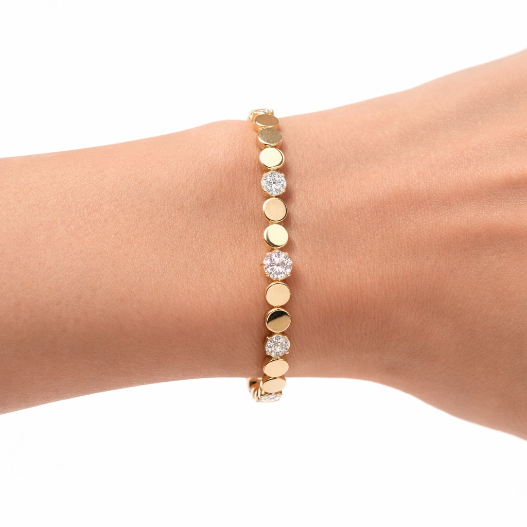 Diamond & Gold Disc Tennis Bracelet