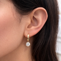 Yellow Gold Lab Grown Drop Hoop Earrings