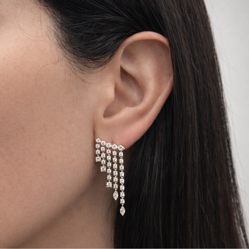 Yellow Gold Cascade Drop Earrings